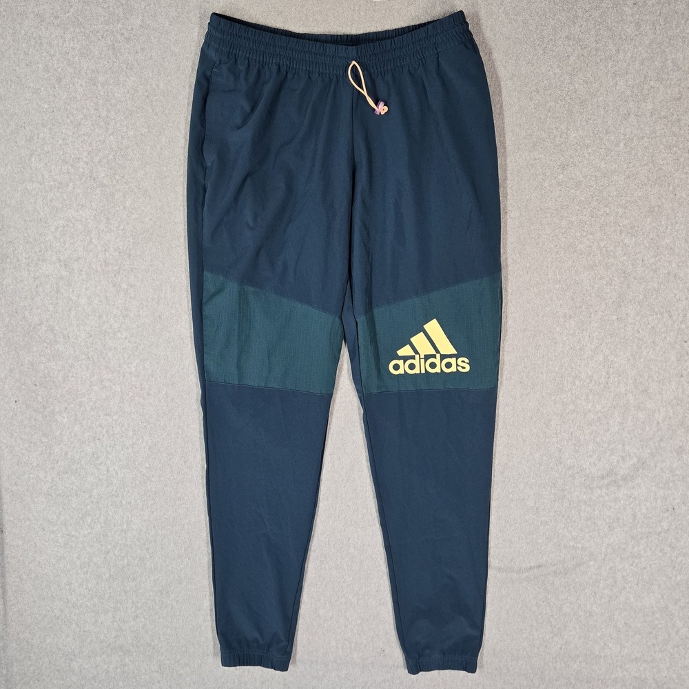 Adidas Women Activewear Pants M Blue‎ Colorblock Jogger PRIMEGREEN AEROREADY 28"
